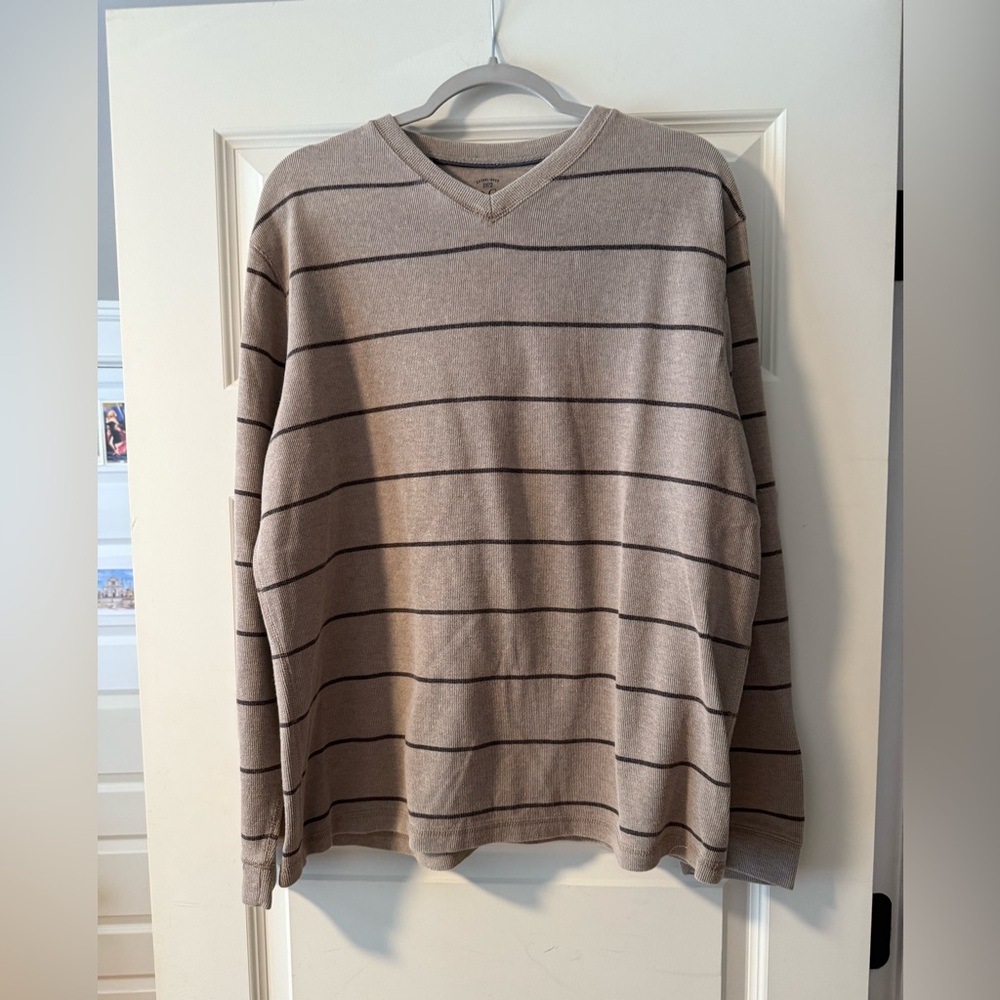 Brown striped vneck sweater